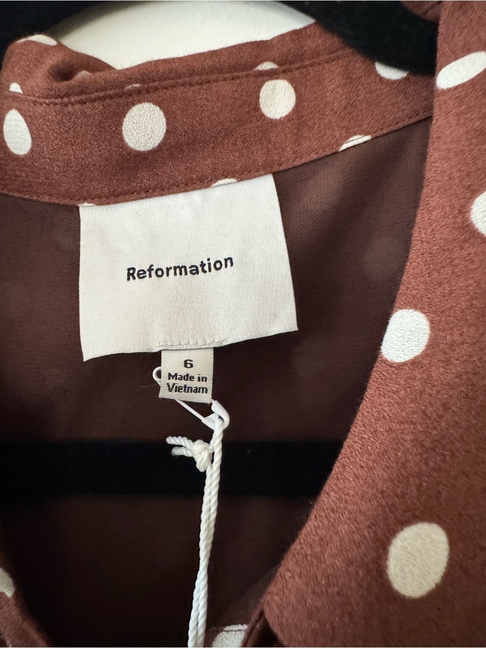Reformation Brown Polka Dot Sleeveless Shirt Dress - Picture 5 of 7